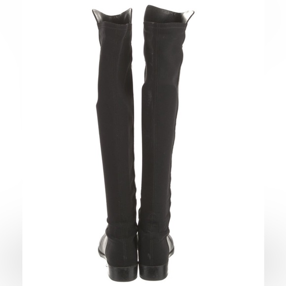 Black Leather Over the Knee Boots - Picture 3 of 4